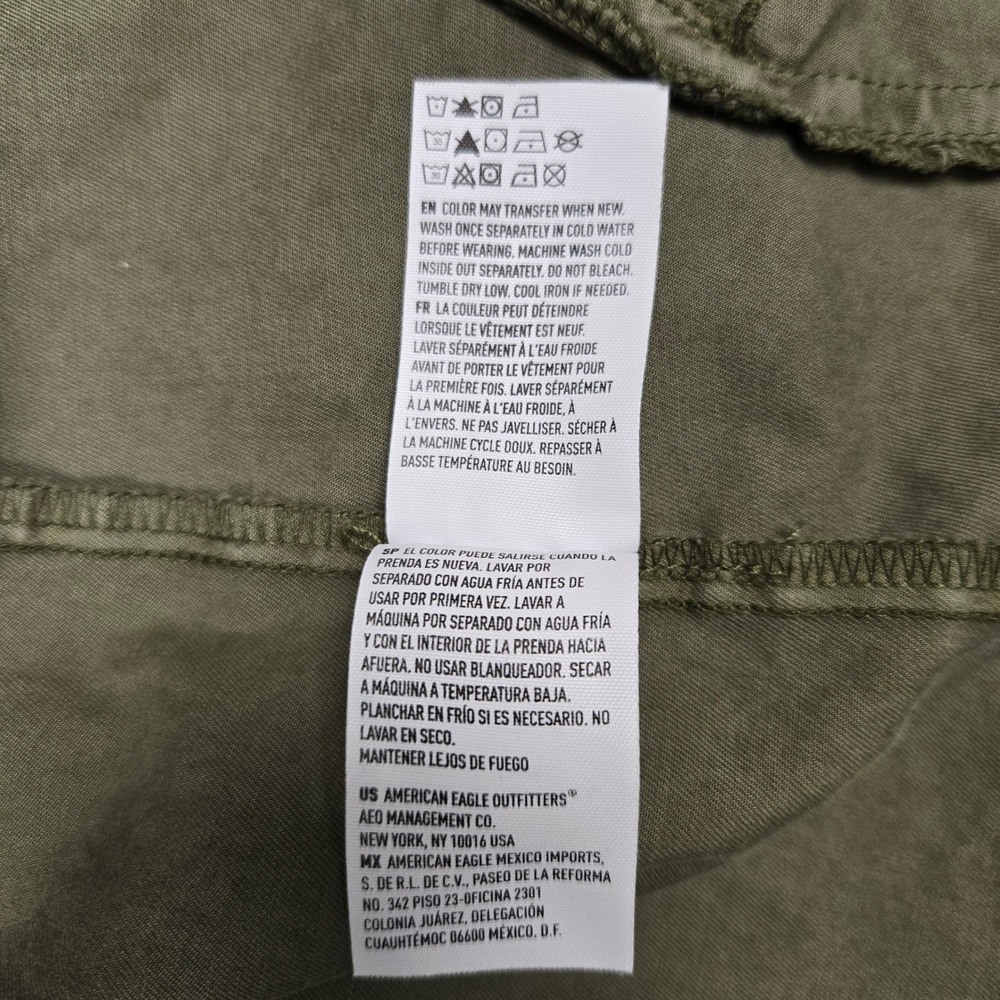 American‎ Eagle Outfitters Olive Green Utility Anorak Jacket Hooded Zip Pockets - Picture 10 of 13